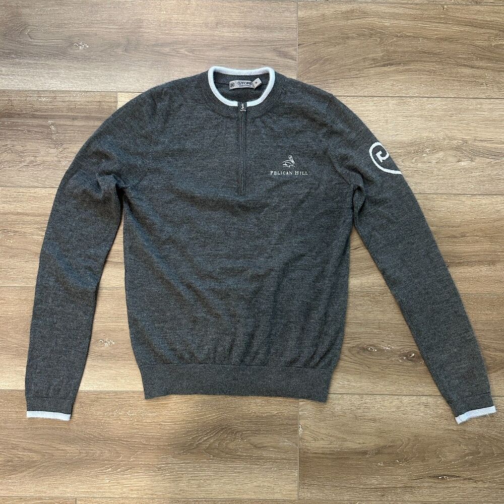 G/FORE Cashmere 1/4 Zip Golf Sweater Gray Pelican Hill Logo Size Small